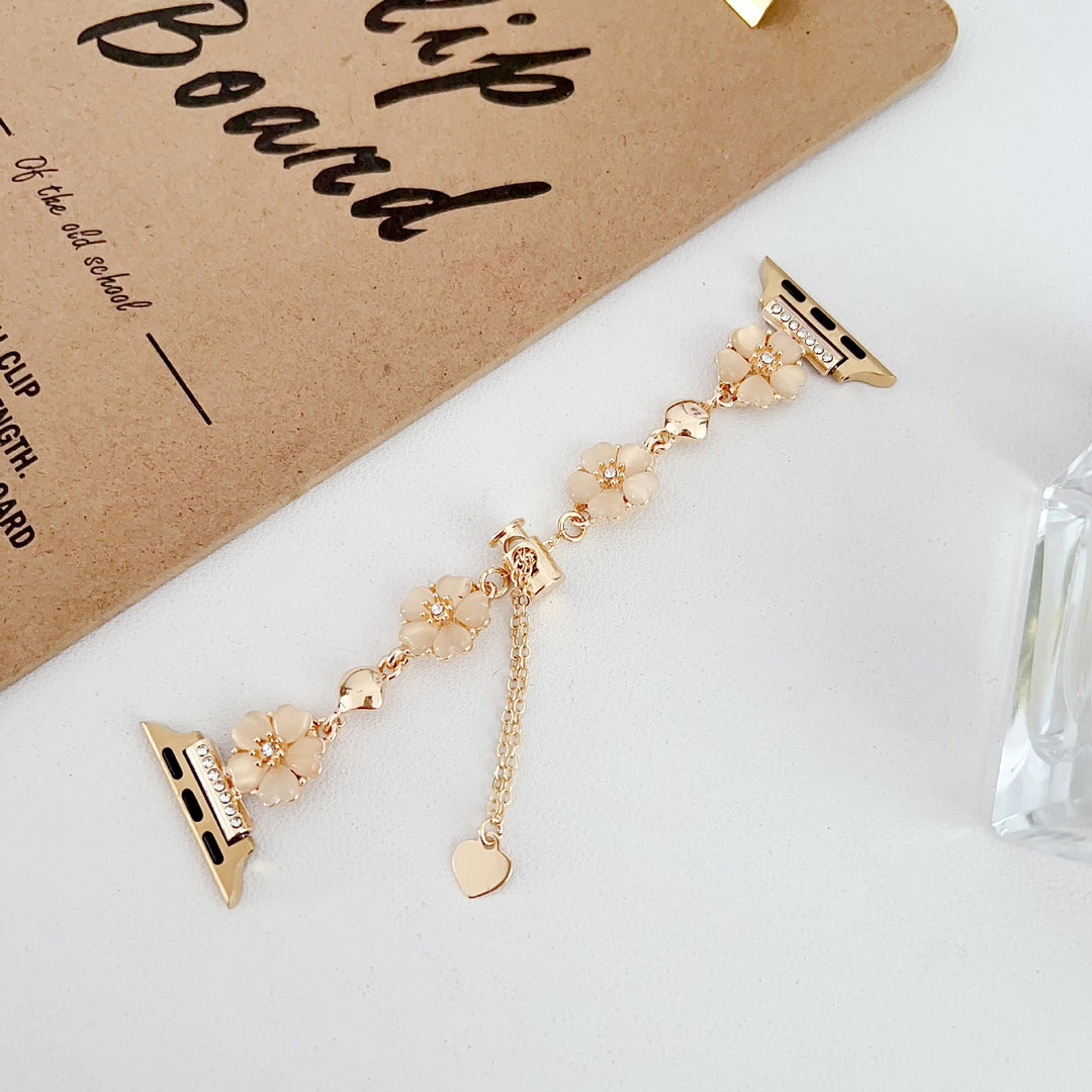 Vintage Plum Blossom Cat's Eye Chain Band, Compatible with Apple Watch All Series