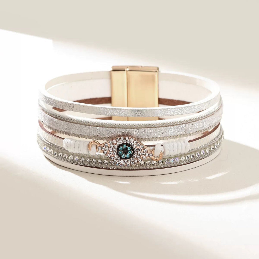 Multi-Layer Braided Crystal Bracelet for Women – Eye Charm Vintage Fashion Wrap Bangle
