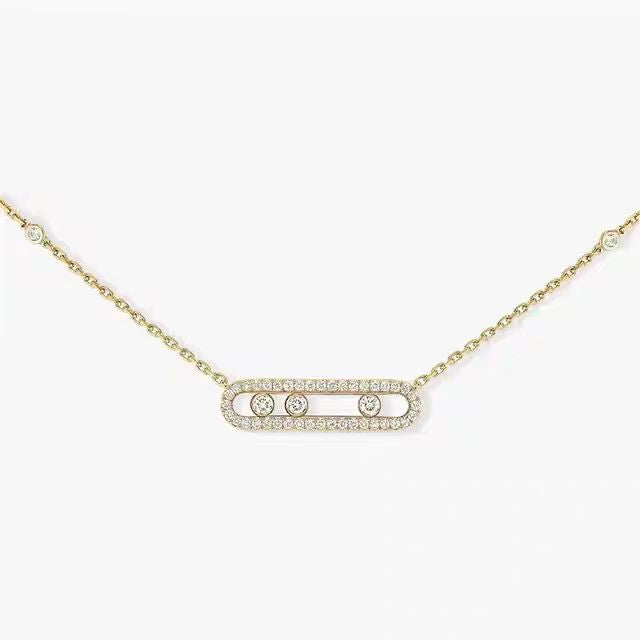 Elegant Oval Slide Diamond Necklace with 925 Sterling Silver