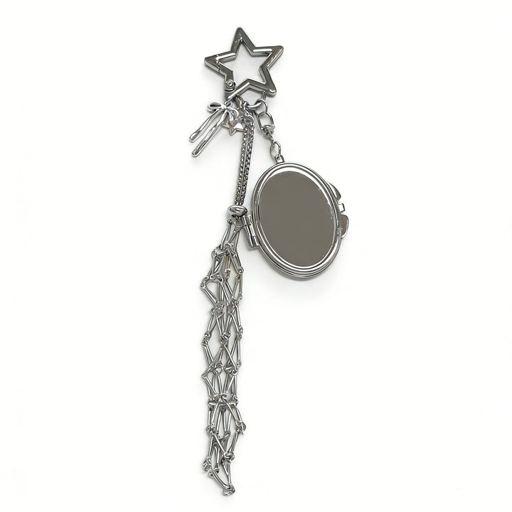 Lipstick Holder Keychain with Mini Mirror Heart Star Bag Charm