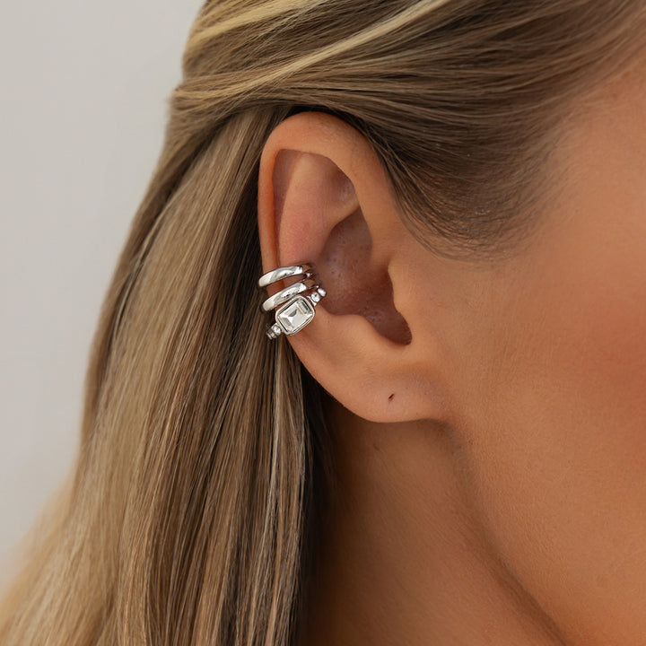 Luxury Geometric Crystal Ear Cuff Set