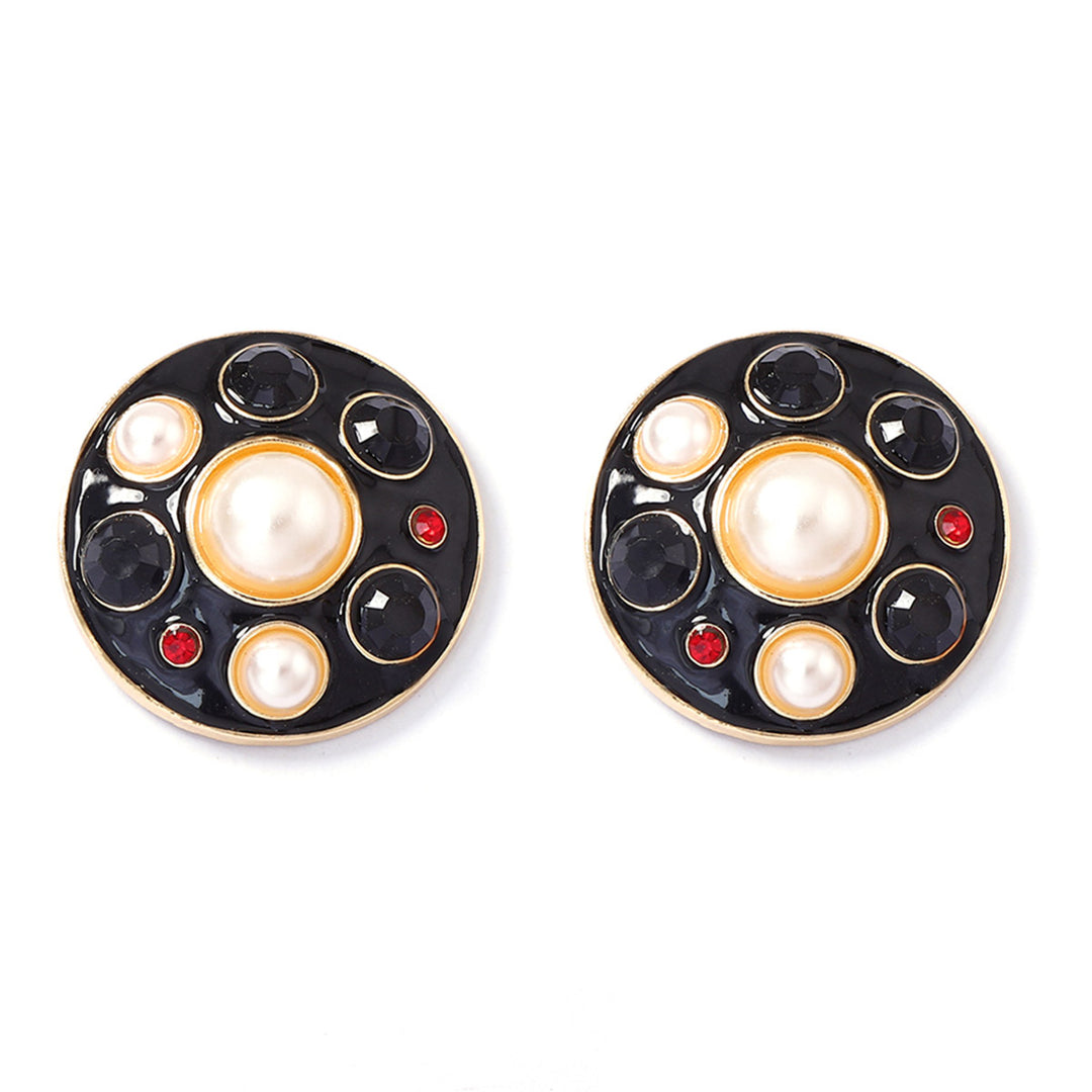 Black Gold Natural Pearl Gemstone Titanium Steel Jewelry Set