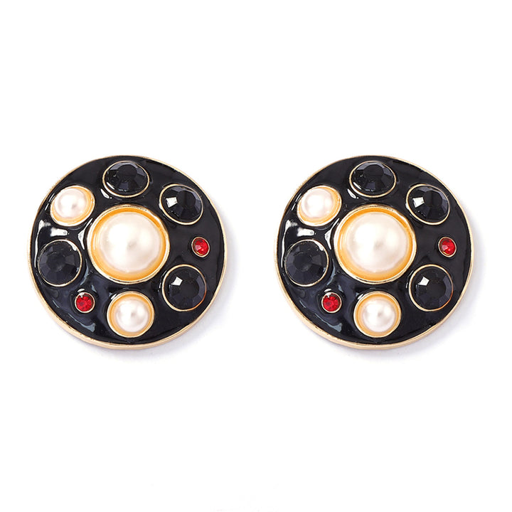 Black Gold Natural Pearl Gemstone Titanium Steel Jewelry Set