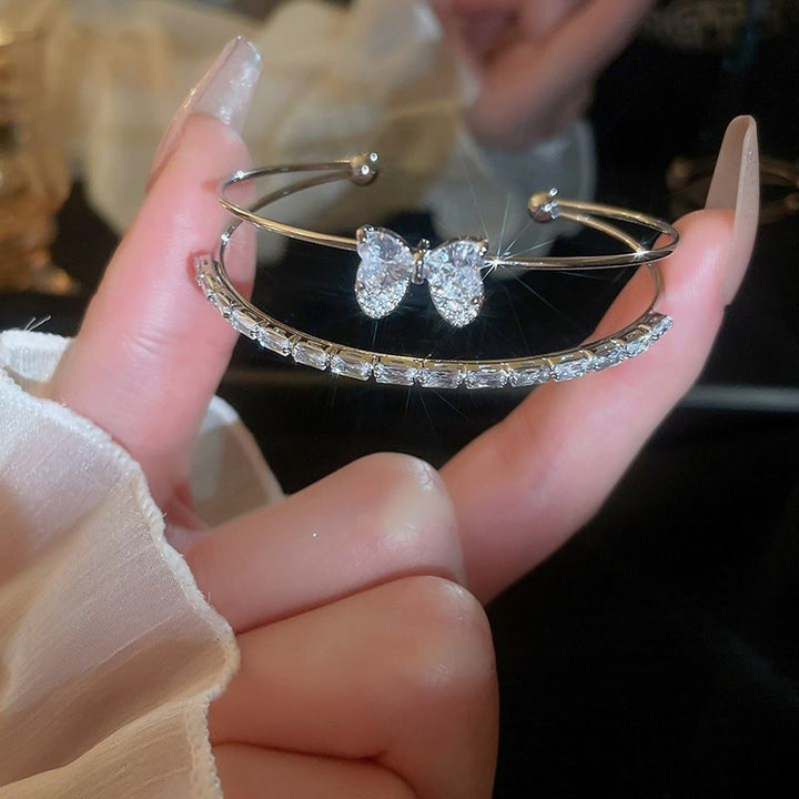 Butterfly Crystal Open Bangle Bracelet