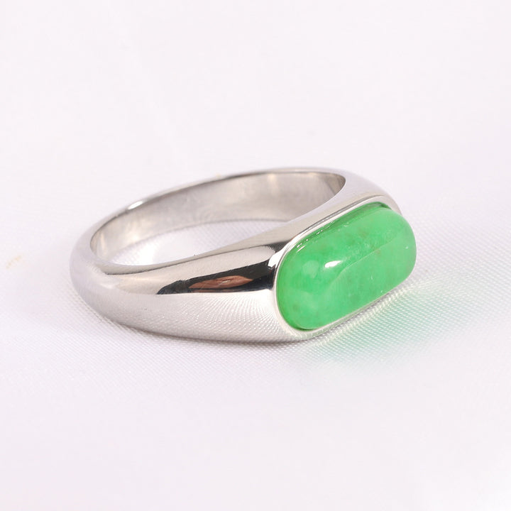 Minimalist Jade Signet Ring Sleek Oval Jade Ring for Men & Women