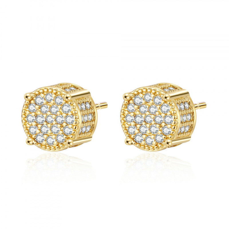 Pave Diamond 925 Sterling Silver Stud Earrings Ideal Birthday Mother’s Day Christmas Gift for Women & Men