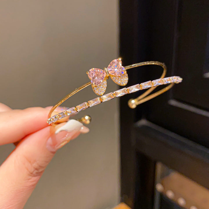 Butterfly Crystal Open Bangle Bracelet