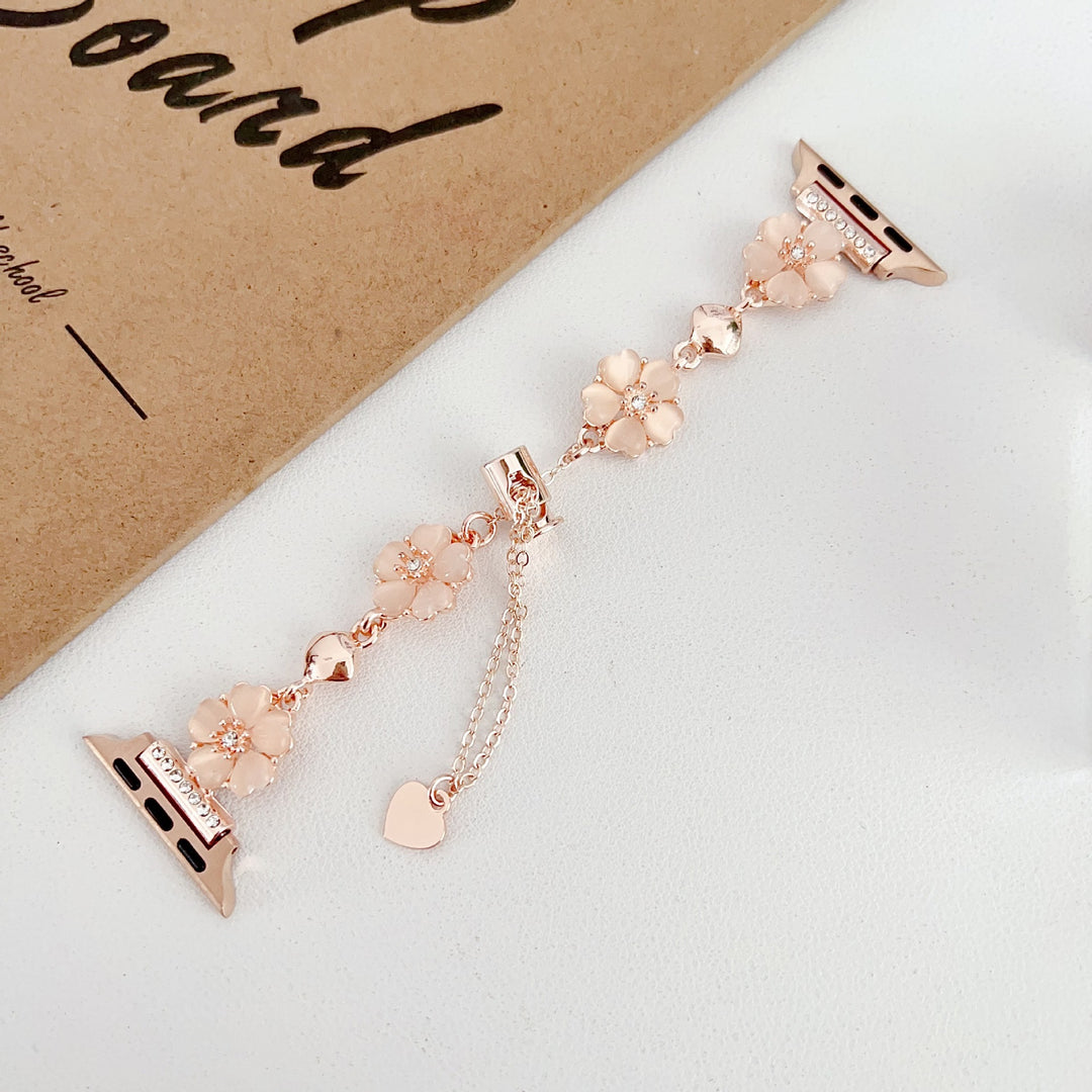 Vintage Plum Blossom Cat's Eye Chain Band, Compatible with Apple Watch All Series
