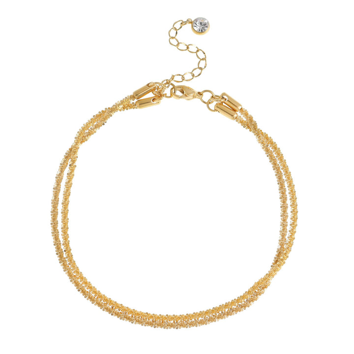 Double Layer Sparkle Anklet - Shimmering Wavy Ankle Bracelet for Women