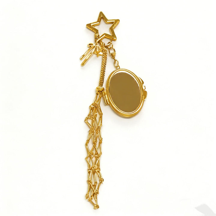 Lipstick Holder Keychain with Mini Mirror Heart Star Bag Charm