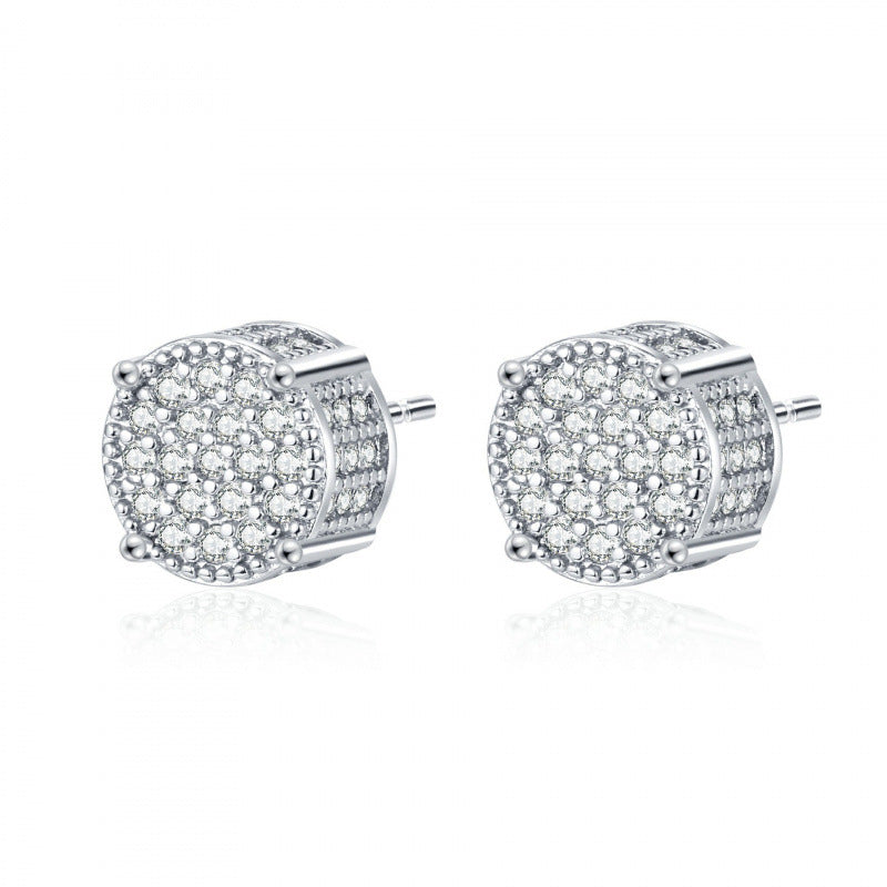 Pave Diamond 925 Sterling Silver Stud Earrings Ideal Birthday Mother’s Day Christmas Gift for Women & Men