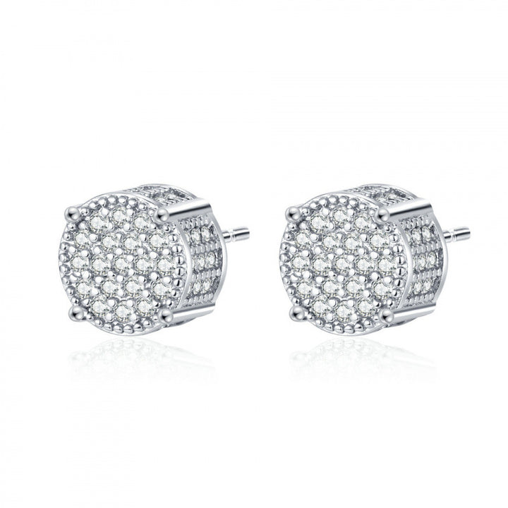 Pave Diamond 925 Sterling Silver Stud Earrings Ideal Birthday Mother’s Day Christmas Gift for Women & Men
