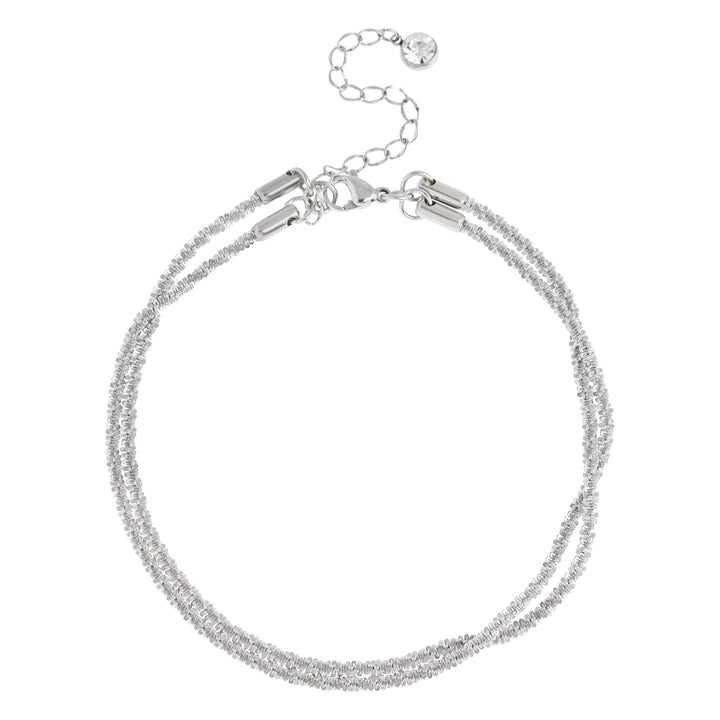 Double Layer Sparkle Anklet - Shimmering Wavy Ankle Bracelet for Women