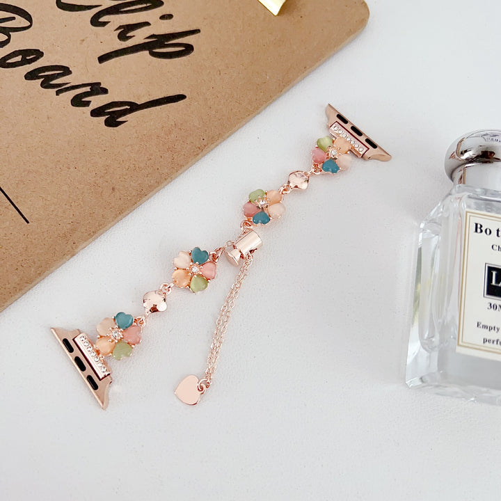 Vintage Plum Blossom Cat's Eye Chain Band, Compatible with Apple Watch All Series