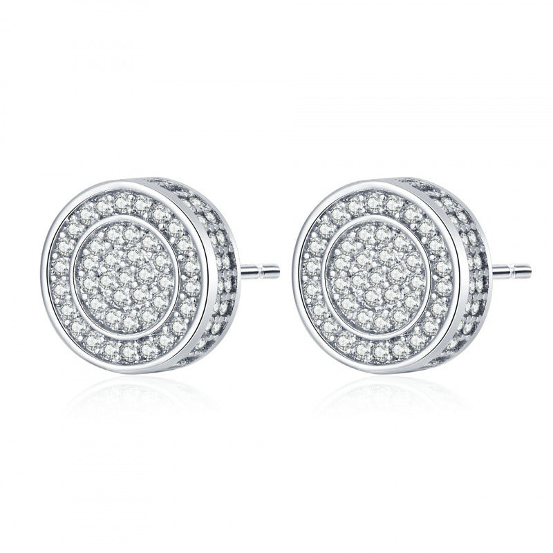 Pave Diamond 925 Sterling Silver Stud Earrings Ideal Birthday Mother’s Day Christmas Gift for Women & Men