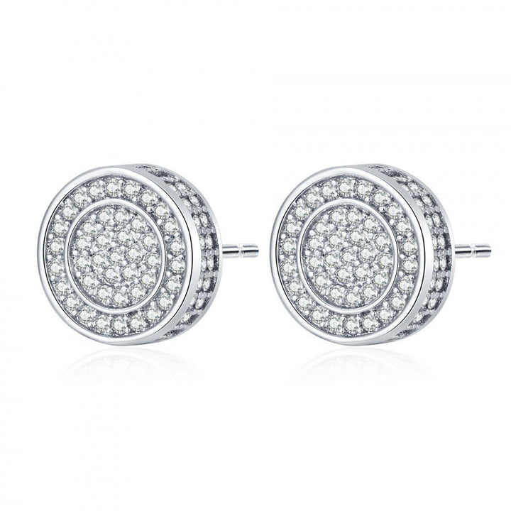 Pave Diamond 925 Sterling Silver Stud Earrings Ideal Birthday Mother’s Day Christmas Gift for Women & Men