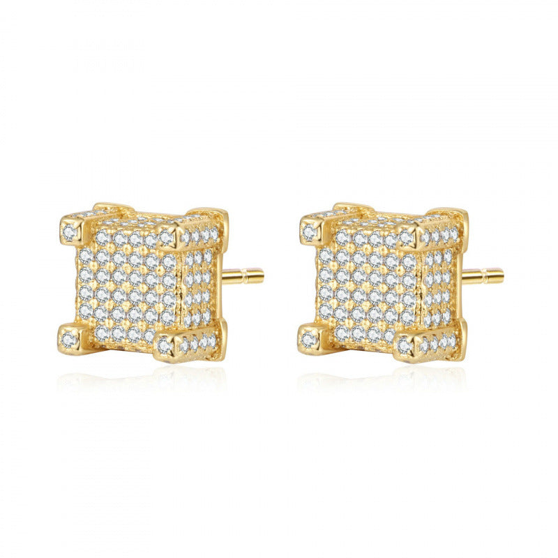 Pave Diamond 925 Sterling Silver Stud Earrings Ideal Birthday Mother’s Day Christmas Gift for Women & Men
