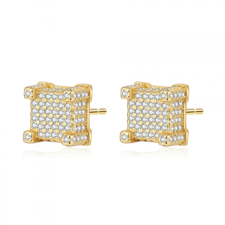 Pave Diamond 925 Sterling Silver Stud Earrings Ideal Birthday Mother’s Day Christmas Gift for Women & Men